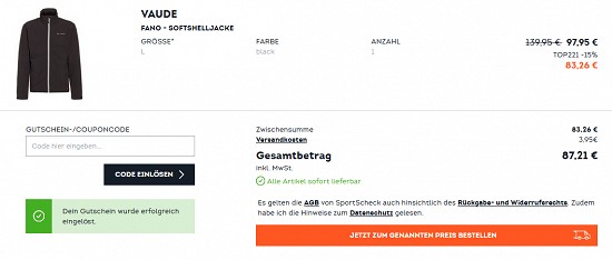 15 % Extrarabatt auf Top Brands Bestseller bei sportscheck