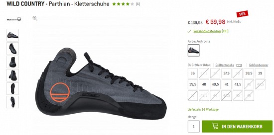 10 % Extra-Rabatt auf Kletterschuhe bei bergfreunde