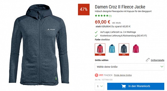 Fleecejacken im Outlet von bergzeit bis zu 70 % günstiger