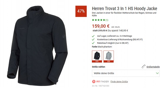 Bergzeit Hammerangebot -  Mammut Jacke und Hose (m/w) bis zu 50% reduziert