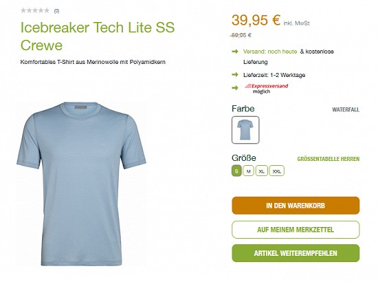 Icebreaker Merinoshirt (m/w) 43 % reduziert im Unterwegs Outdoorshop