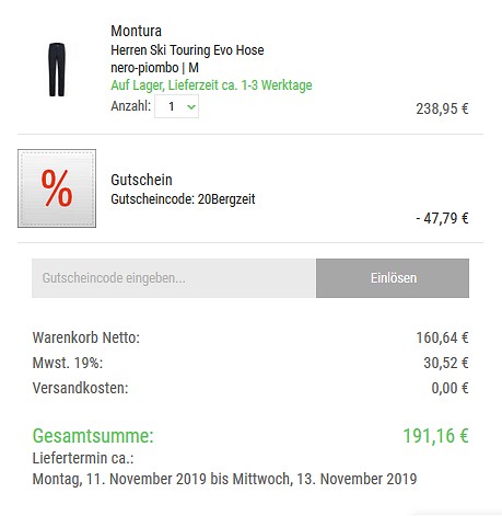 20% Rabatt auf fast alles bei bergzeit.de - nur noch bis morgen!