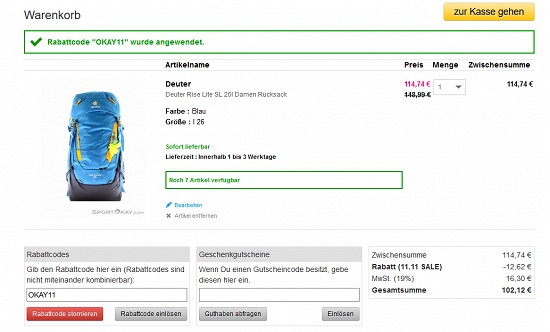 11% on top auf alles bei sportokay.com