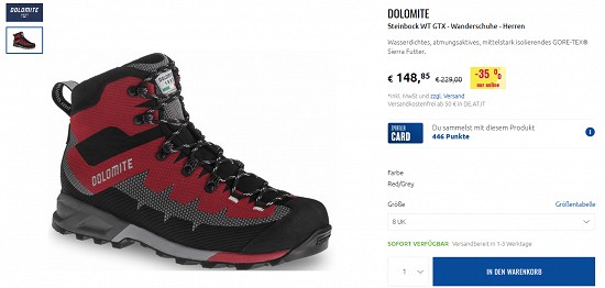 Ausgewählte Wanderschuhe von Dolomite 35 % reduziert bei sportler