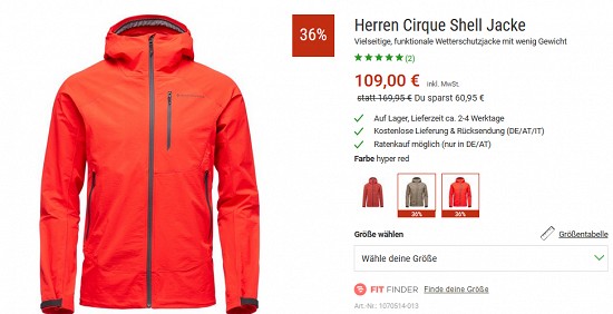 Jacken im Outlet von bergzeit - Rabatte von bis zu 65 %