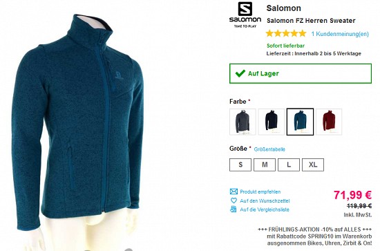 40 % Rabatt auf ausgewählte Salomon-Deals bei sportokay