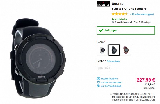 Bis zu 44 % Rabatt auf Suunto-Sportuhren bei sportokay