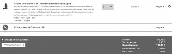 10 % Rabatt bei trekking-lite-store