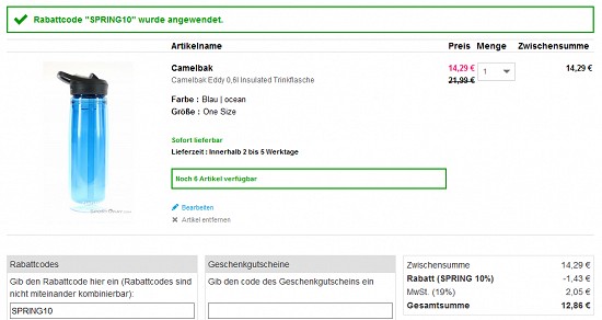 Trinkflaschen bis zu 35 % günstiger bei sportokay