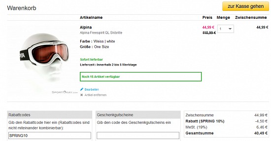 Bis zu 60 % Rabatt auf Skitouren-Artikel bei sportokay