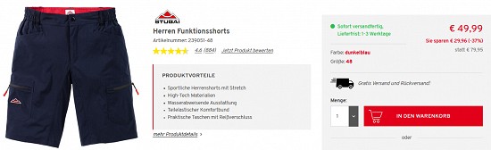 Stubai-Funktionsshorts für Herren 37 % reduziert bei vorteilshop