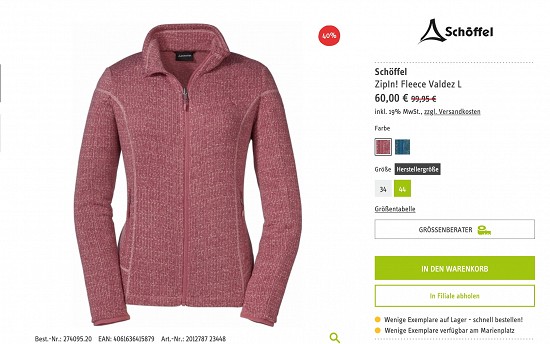 Schöffel Sale beim Sporthaus Schuster
