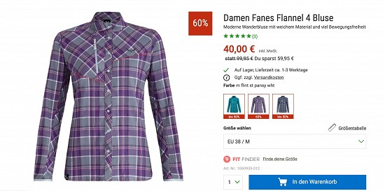 Spare bis zu 60% auf schicke Salewa Blusen bei Bergzeit