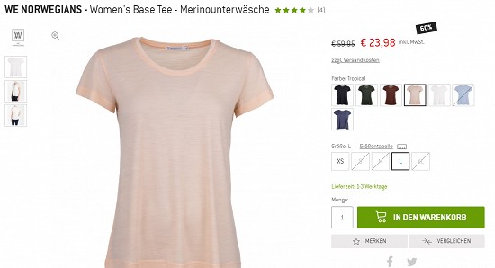 Merinoshirts mit bis zu 60% Rabatt bei den Bergfreunden