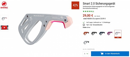 Spare 42% auf den Mammut Smart 2.0 bei Bergzeit
