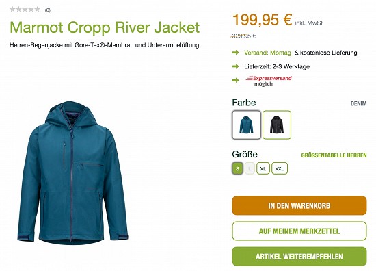 Spare 130 € für die Marmot Cropp River Jacket bei unterwegs