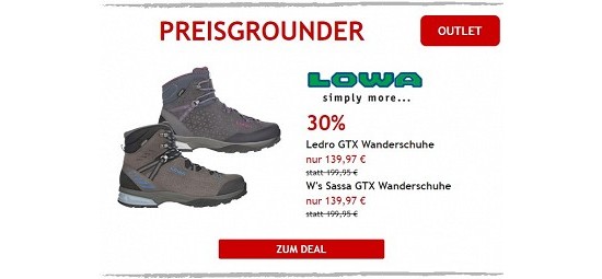 30% auf Lowa Wanderschuhe