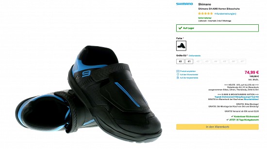 -40% und Mehr auf Bikeschuhe bei Sport Okay