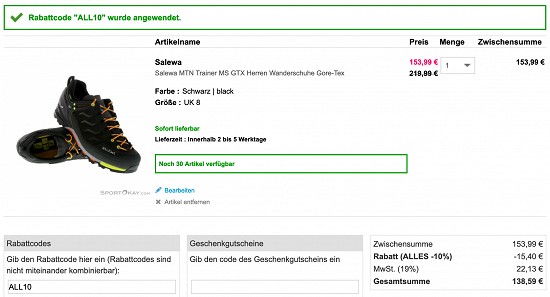 50% und mehr Rabatt auf Schuhe bei Sport Okay