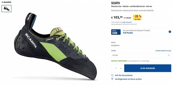 20% und mehr auf Kletterschuhe beim Sportler
