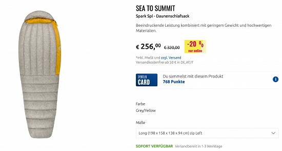 20% auf Schlafsäcke beim Sportler