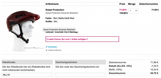 -50% auf Radhelme bei Sport Okay