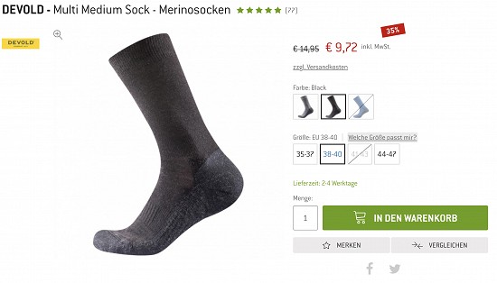Spare bis zu 65% auf Socken aller Art bei den Bergfreunden