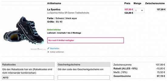 Trailrunningschuhe mit 50% und mehr Rabatt bei Sport Okay