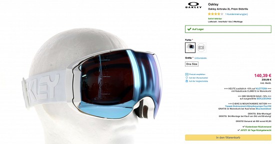 Oakley Skibrille mit über 40% Rabatt beim Sport Okay