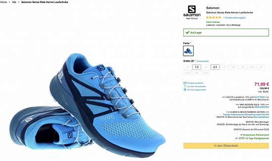 Bis zu 54% auf Salomon Trailrunning Schuhe beim Sport Okay
