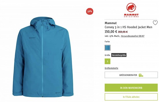 Mammut Kleidung & Ausrüstung mit bis zu 50% beim Sport Schuster