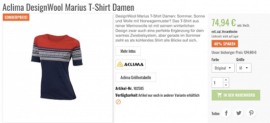 Cooles Aclima Merino T-Shirt bei Walk on the Wild Side