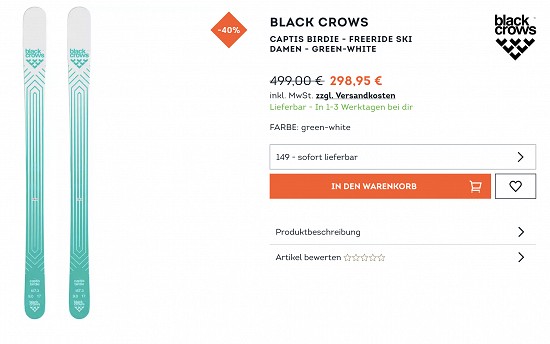 Black Crows Skis mit 40% Rabatt beim Sport Scheck