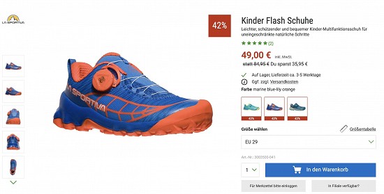La Sportiva Kinderschuhe mit 42% Rabatt bei Bergzeit