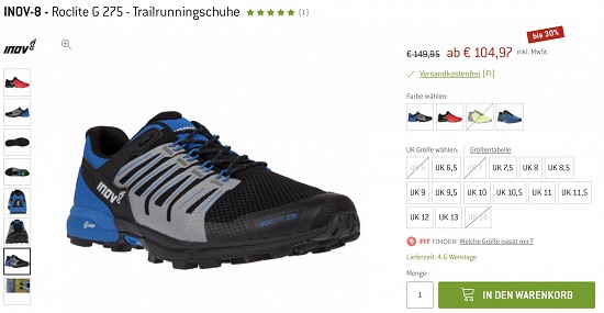 inov-8 Roclite G 275 mit 30% Rabatt bei den Bergfreunden