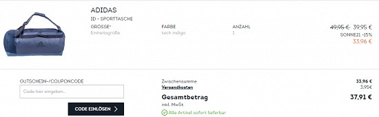 15% on Top Rabatt auf Summer Styles bei Sport Scheck