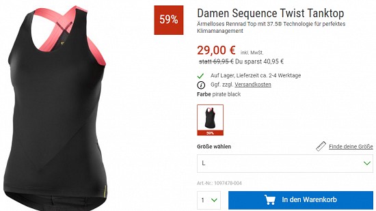 Bikebekleidung bis zu 50% reduziert bei Bergzeit