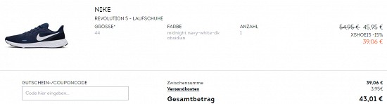 15% Rabatt on top auf reduzierte Schuhe bei sportscheck