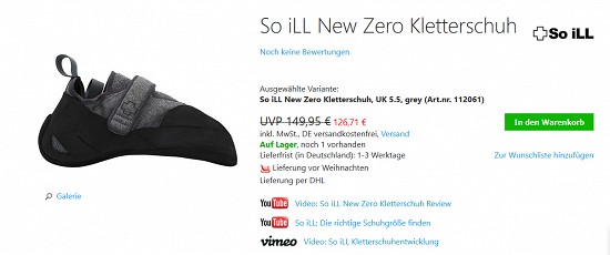 Advents-Deal - 15% auf Kletterschuhe von So ILL bei chalkr