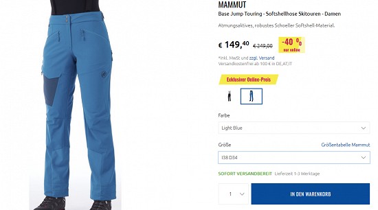 Ausgewählte Artikel von Mammut bis zu 40% günstiger bei sportler