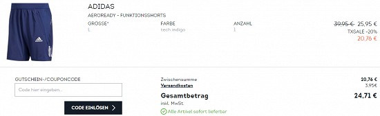 20 % Rabatt on top auf reduzierte Kleidung bei sportscheck