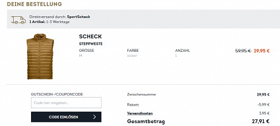 20% Rabatt on top auf ausgewählte Topseller bei sportscheck