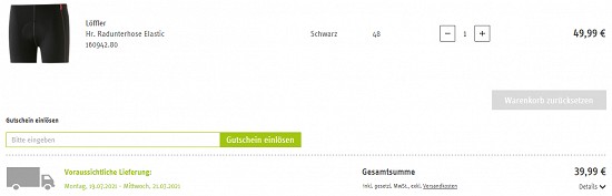 20% Extra-Rabatt auf Bikebekleidung bei sport-schuster