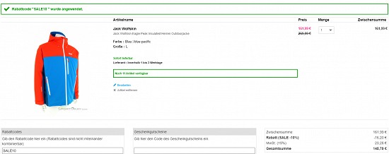 10 % Rabatt on top auf alles bei sportokay