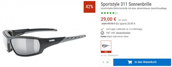 Bergzeit Hammerangebot - Uvex Sportstyle 311 Sonnenbrille 42% reduziert