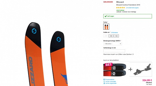 Bis zu 50% Rabatt auf Skier bei sportokay