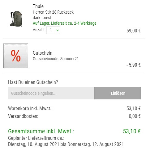 10% Extra-Rabatt im Sommer Sale bei bergzeit - nur noch kurze Zeit