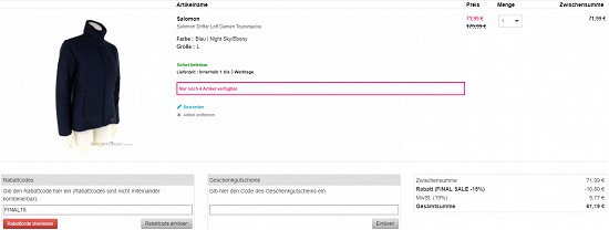Finale Lagerräumung bei sportokay - 15% Extra-Rabatt auf alles - nur noch kurze Zeit