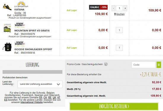 Gratis Chalkbag ab einem Einkaufswert von 90€ bei snowleader