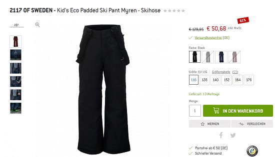 61% Rabatt auf Skibekleidung von 2117 of Sweden bei bergfreunde - nur heute!